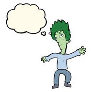 cartoon vampire man with thought bubble N76