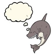 cartoon shark with thought bubble N31
