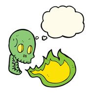 cartoon fire breathing skull with thought bubble N4