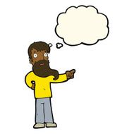 cartoon man with beard pointing thought bubble N6