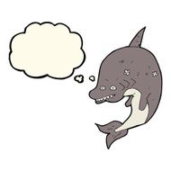 cartoon shark with thought bubble N32