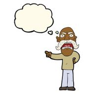 cartoon angry old man with thought bubble N105