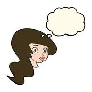 cartoon pretty female face with thought bubble N73