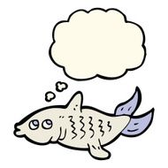 cartoon fish with thought bubble N61