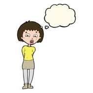 cartoon surprised woman with thought bubble N180