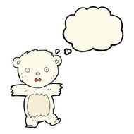 cartoon shocked polar bear cub with thought bubble N4