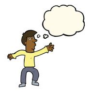 cartoon reaching man with thought bubble N6