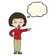 cartoon pointing woman with thought bubble N21