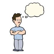 cartoon man with crossed arms thought bubble N20