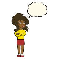 cartoon woman with folded arms thought bubble N20