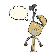 cartoon robot with open head thought bubble N3