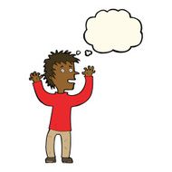 cartoon excited boy with thought bubble N105