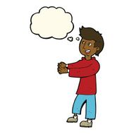 cartoon happy man with thought bubble N337