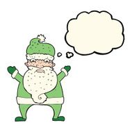 cartoon stressed out santa with thought bubble N8
