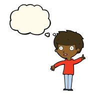 cartoon boy with idea thought bubble N53