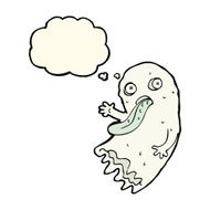 gross cartoon ghost with thought bubble N10