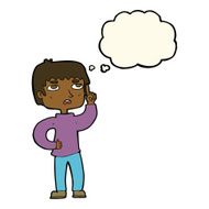 cartoon boy with question thought bubble N12