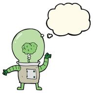 cartoon robot cyborg with thought bubble N6