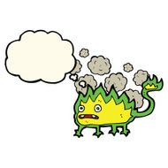 cartoon little fire demon with thought bubble N13