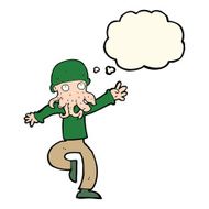 cartoon alien monster man with thought bubble N16