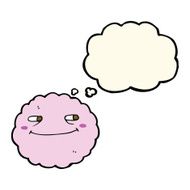 cartoon happy cloud with thought bubble N4
