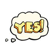 cartoon yes symbol with thought bubble N4