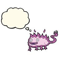 cartoon little fire demon with thought bubble N14