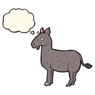 cartoon mule with thought bubble N8
