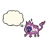 cartoon little imp with thought bubble N6