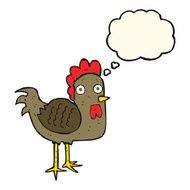 cartoon chicken with thought bubble N15