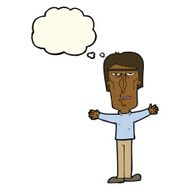cartoon angry man with thought bubble N70