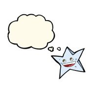 cartoon happy star character with thought bubble N11