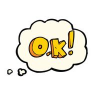 cartoon OK symbol with thought bubble N4