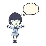 cartoon vampire girl with thought bubble N161