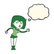 cartoon vampire girl with thought bubble N162