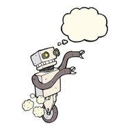 cartoon funny robot with thought bubble N57