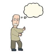 cartoon angry old man with thought bubble N106
