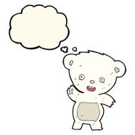 cartoon waving polar bear with thought bubble N45