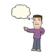 cartoon man pointing with thought bubble N130