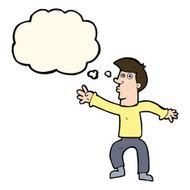cartoon reaching man with thought bubble N7