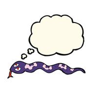 cartoon hissing snake with thought bubble N9