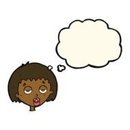 cartoon bored woman with thought bubble N22