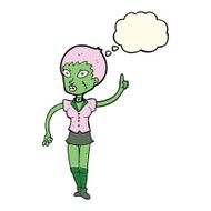 cartoon halloween girl with thought bubble N15