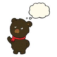 cartoon cute black bear with thought bubble N44
