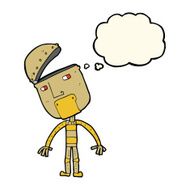 cartoon robot with thought bubble N110