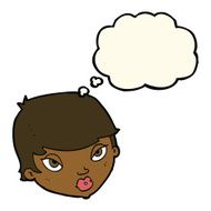 cartoon unimpressed woman with thought bubble N6