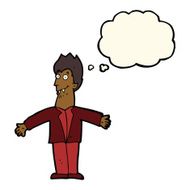 cartoon vampire man with thought bubble N78