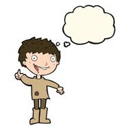 cartoon excited boy with thought bubble N111