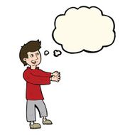 cartoon happy man with thought bubble N338