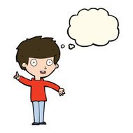 cartoon boy with idea thought bubble N54